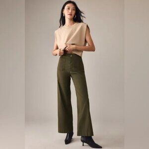 Maeve The Collette Full-Length Wide-Leg Moss Green Pants Sz 33